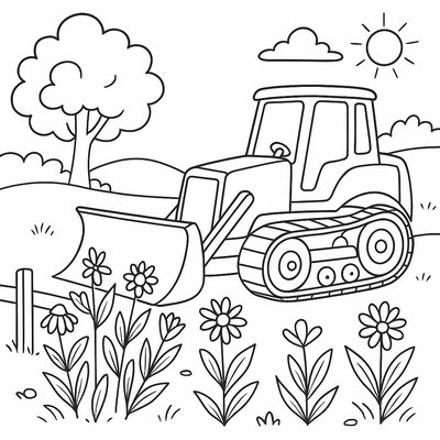 Bulldozer Carefully Working Around Protected Wildflower Area