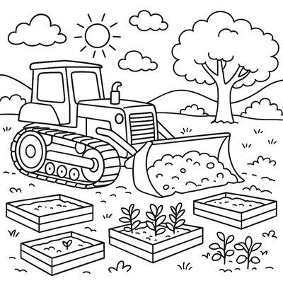 Bulldozer Preparing Soil For New Community Garden Project