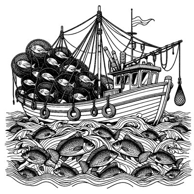 A Fishing Boat With Nets Full Of Fish