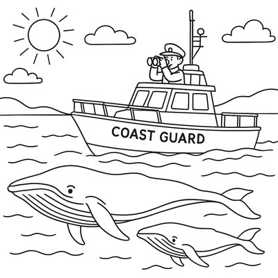 Coast Guard Boat Monitoring Spring Whale Migration