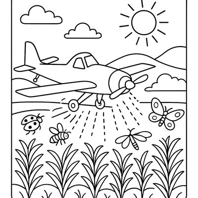 Crop Duster Airplane Spraying Fields With Beneficial Insects
