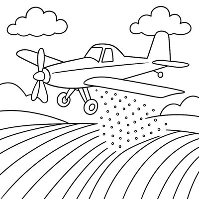 Crop Duster Plane Spreading Seeds Over Farmland