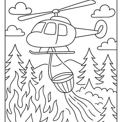 Helicopter Carrying Water To Fight Forest Fire