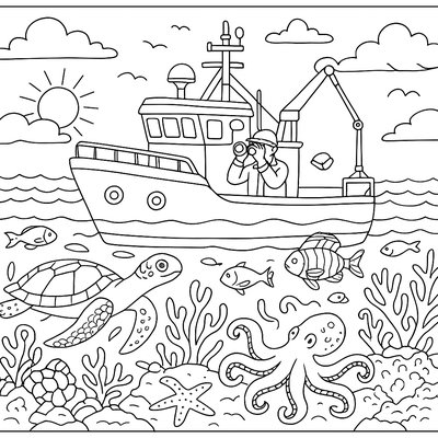 Research Vessel Studying Ocean Health And Marine Life