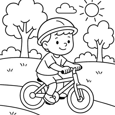 A Child Riding A Bicycle Through A Park