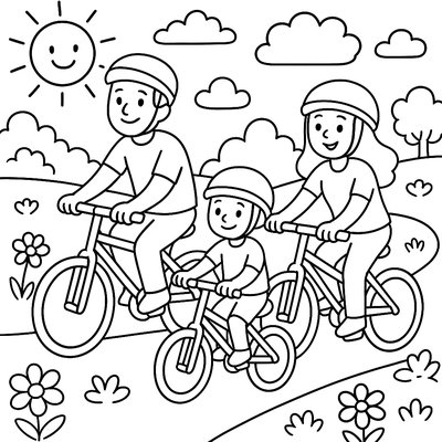 A Family Bike Ride Through A Blooming Countryside Path