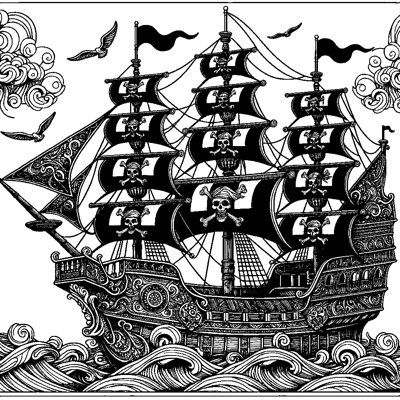 A Pirate Ship With Sails