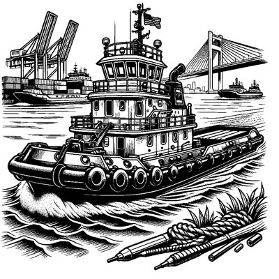 A Tugboat Pushing A Barge