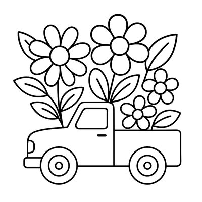 A Flower Delivery Truck Decorated With Spring Blooms