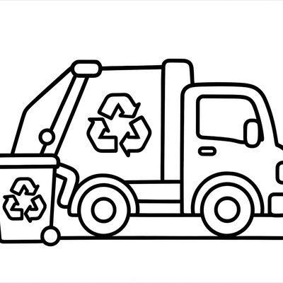 A Garbage Truck Collecting Recyclables