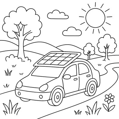 A Solar-powered Car Driving Through A Green Landscape