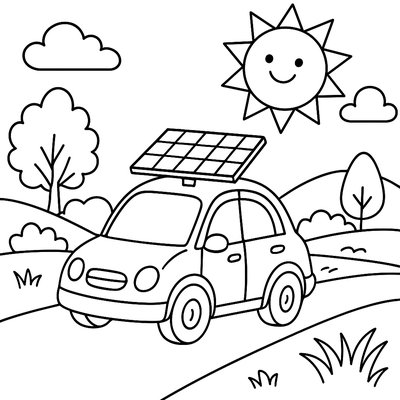 A Solar-powered Car Driving Through A Sunny Countryside