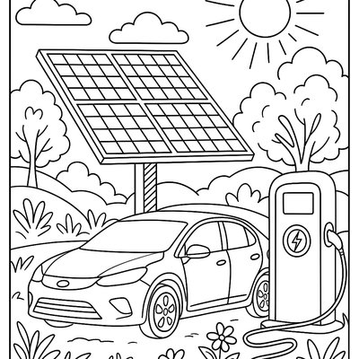 An Electric Car Charging Station Powered By Solar Panels