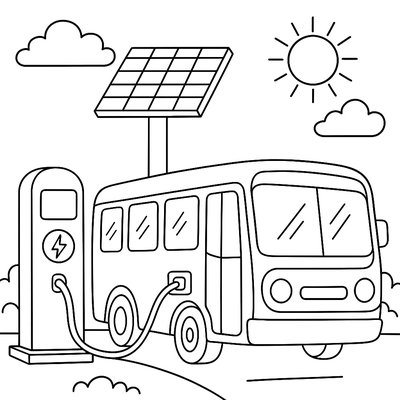Electric Bus Charging At Solar-powered Station