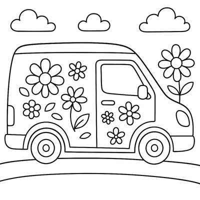 Electric Delivery Van Decorated With Flowers For Mother's Day