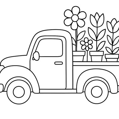 A Vintage Pickup Truck Loaded With Flower Market Bouquets