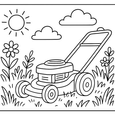 Lawn Mower Cutting Spring Grass