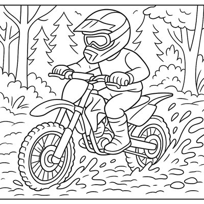 A Cool Off-road Dirt Bike Kicking Up Mud On A Forest Trail