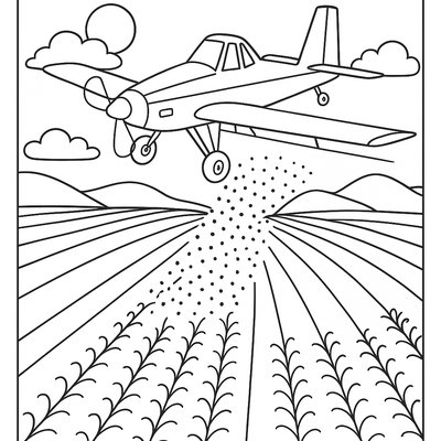 A Crop Duster Plane Spreading Seeds Over Farmland
