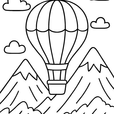 A Hot Air Balloon Over Mountains