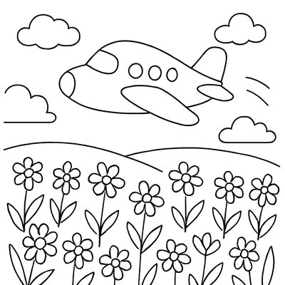 A Small Airplane Flying Over Fields Of Spring Flowers
