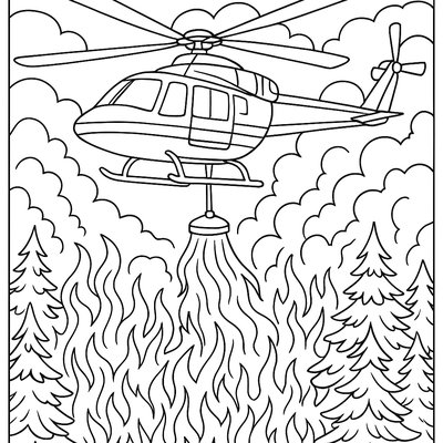 Helicopter Dropping Water To Fight Forest Fires