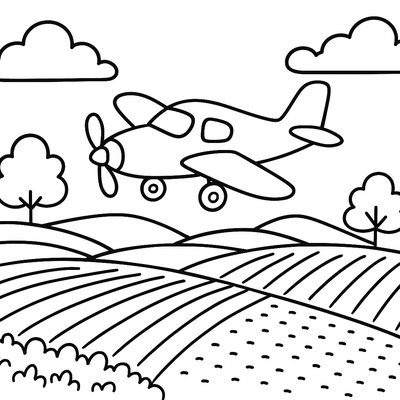 Small Plane Flying Over Countryside Showing Spring Planting Patterns