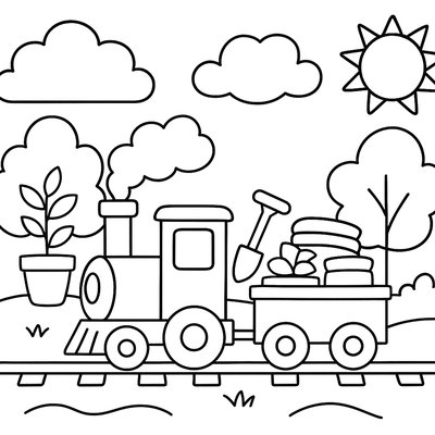 A Train Carrying Supplies For Building New Parks And Gardens