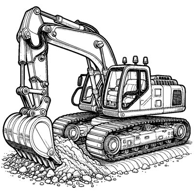 An Excavator Digging