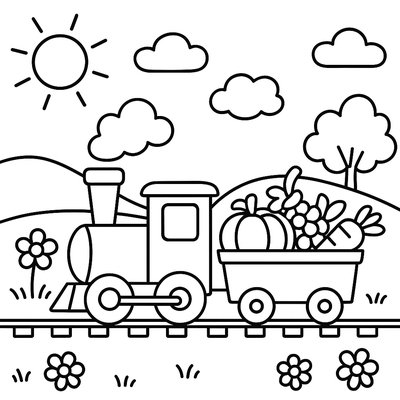 Train Carrying Fresh Produce Through Spring Countryside