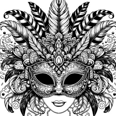 A Carnival Mask With Feathers And Decorations