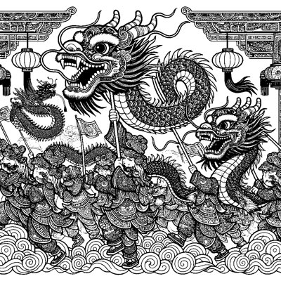 A Chinese Dragon Dance For Lunar New Year