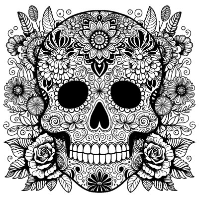 A Day Of The Dead Sugar Skull With Flower Decorations