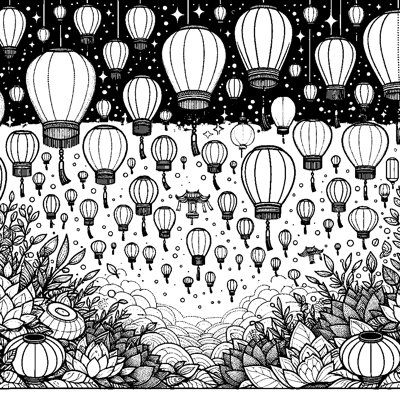 A Lantern Festival With Floating Sky Lanterns