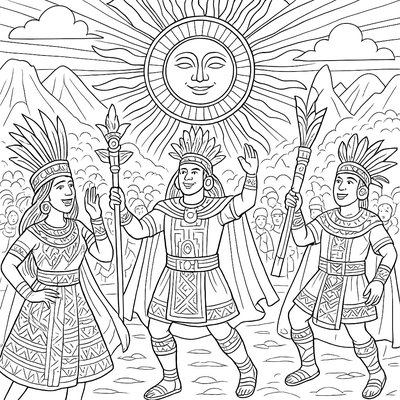 A Vibrant Scene From The Inti Raymi (Festival Of The Sun) In Peru, With Performers In Traditional Costumes