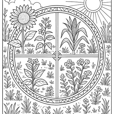 Native American Medicine Wheel Garden With Seasonal Plants