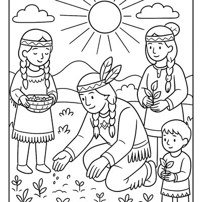 Native American Three Sisters Garden With Corn, Beans, Squash
