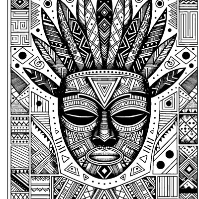 An African Tribal Mask With Geometric Patterns
