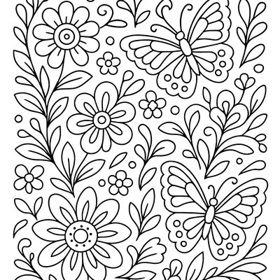 Mexican Folk Art Flowers And Butterflies