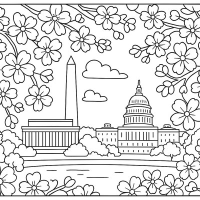 Cherry Blossoms Around Washington DC Monuments