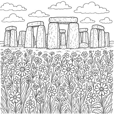 Stonehenge Surrounded By Spring Wildflowers
