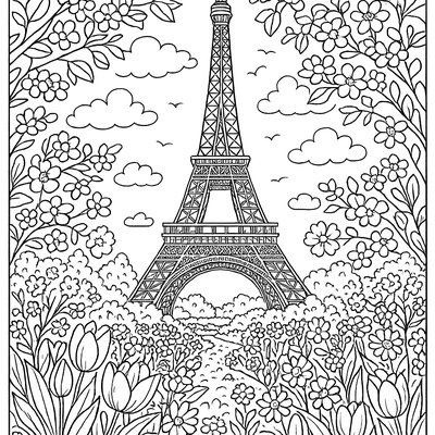 The Eiffel Tower Surrounded By Spring Gardens In Paris