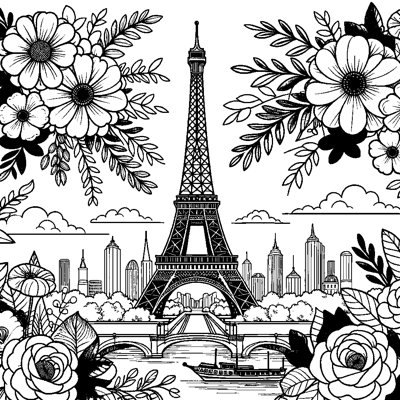 The Eiffel Tower With Flowers Around It