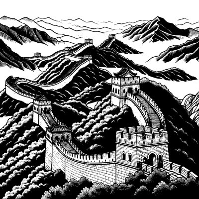 The Great Wall Of China Winding Through Mountains