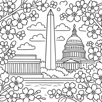 Washington DC Cherry Blossoms Around Monuments